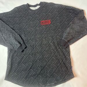 Disney Spirit Jersey Marvel Comics Signature Logo Black Long Sleeve Shir…